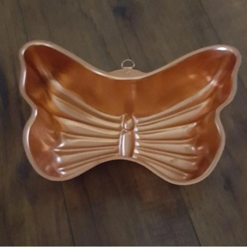Vintage Copper Butterfly Cake Mold 6 Cup Wall Decor Hanging Tin Pan Rose‎ Gold